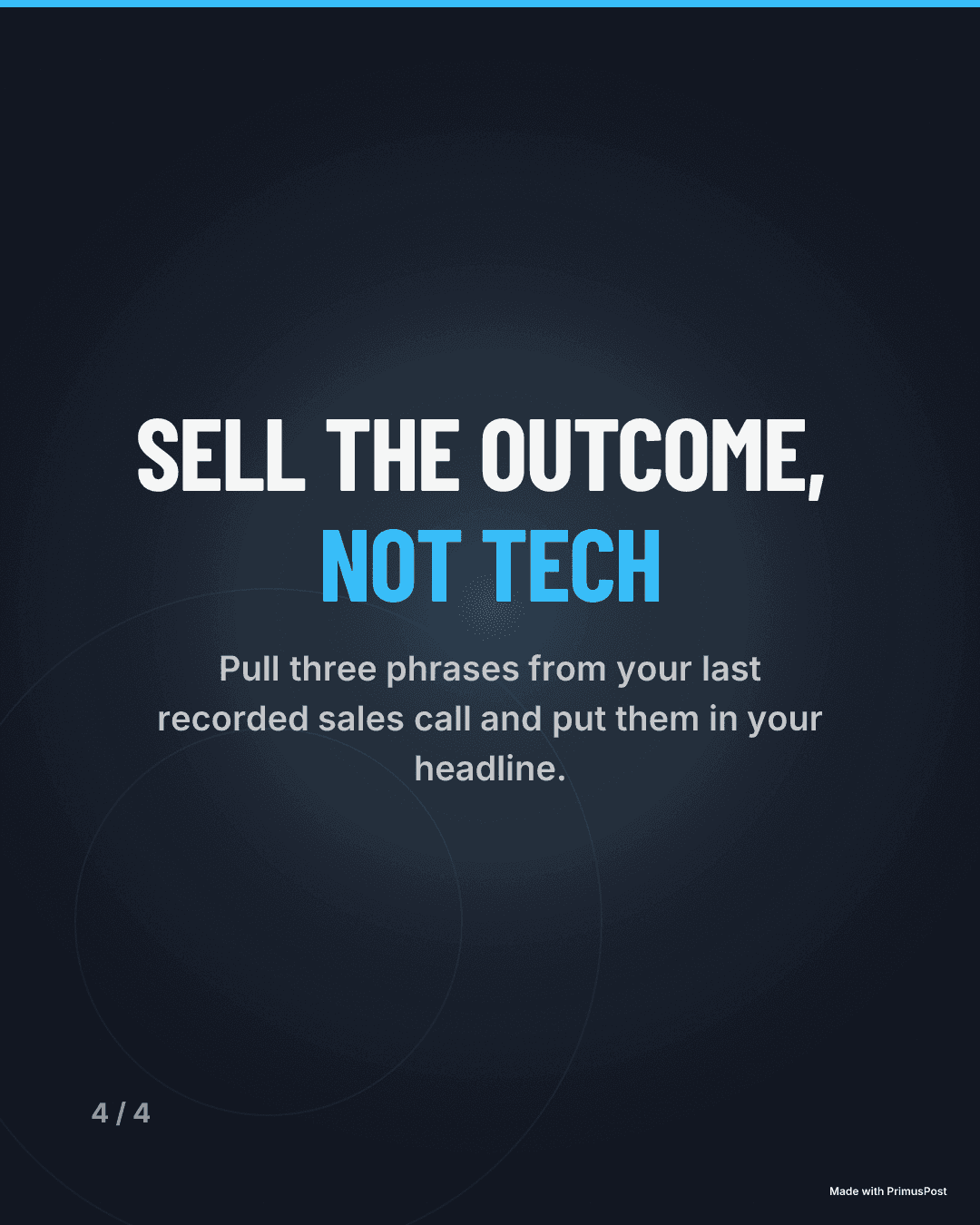 Sell the outcome, not tech. Pull three phrases from your last recorded sales call and put them in your headline.